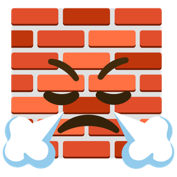 face with steam from nose and brick