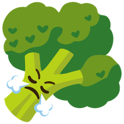 Face with steam from nose and Broccoli