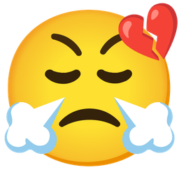 face with steam from nose and broken heart