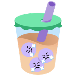 face with steam from nose and bubble tea