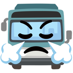 face with steam from nose and bus