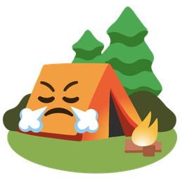 face with steam from nose and camping