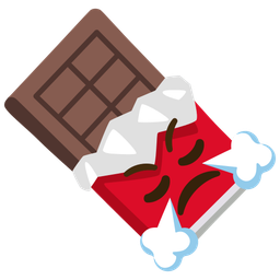 face with steam from nose and chocolate bar