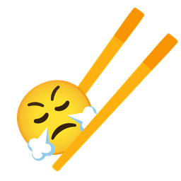 face with steam from nose and chopsticks