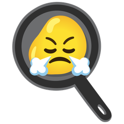 face with steam from nose and cooking