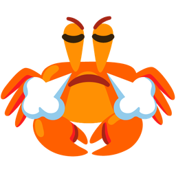 face with steam from nose and crab