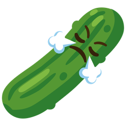 Face with steam from nose and Cucumber