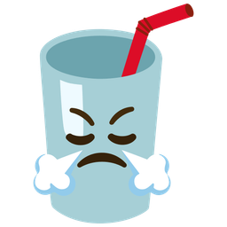 face with steam from nose and cup with straw