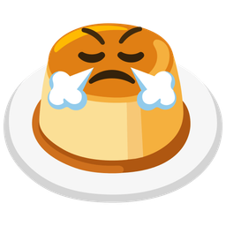 face with steam from nose and custard