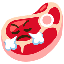 face with steam from nose and cut of meat