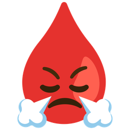 face with steam from nose and drop of blood