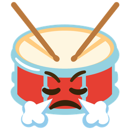 face with steam from nose and drum