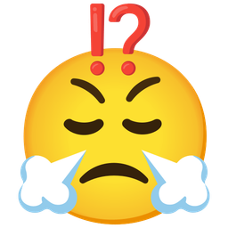 face with steam from nose and exclamation question mark