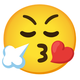 Face with steam from nose and Face blowing a kiss