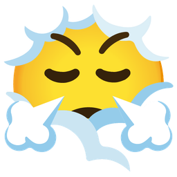 face with steam from nose and face in clouds