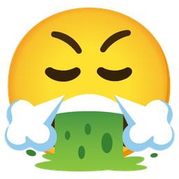 face with steam from nose and face vomiting