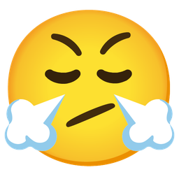 face with steam from nose and face with diagonal mouth