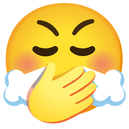 face with steam from nose and face with hand over mouth