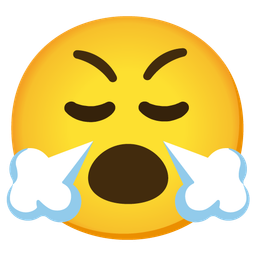 face with steam from nose and face with open mouth