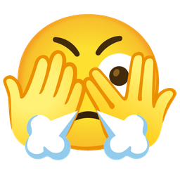 face with steam from nose and face with peeking eye