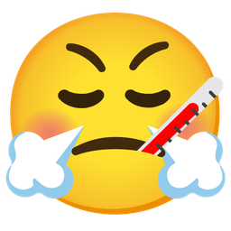 face with steam from nose and face with thermometer