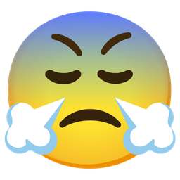 face with steam from nose and fearful face