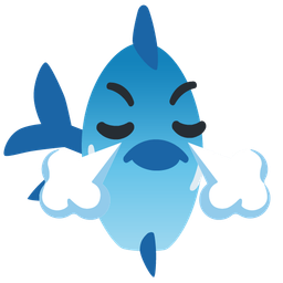 face with steam from nose and fish