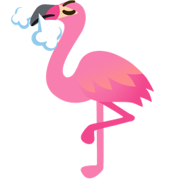 face with steam from nose and flamingo