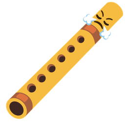 face with steam from nose and flute