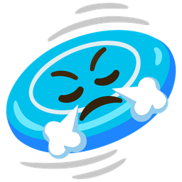 face with steam from nose and flying disc