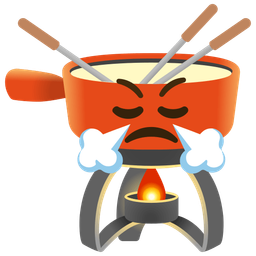 face with steam from nose and fondue