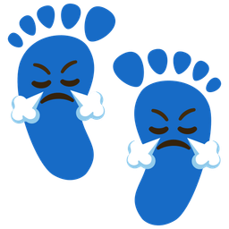 Face with steam from nose and Footprints