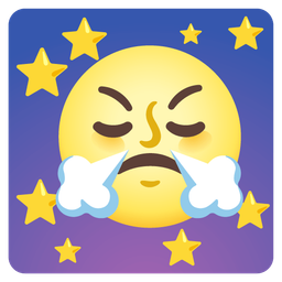 face with steam from nose and full moon face