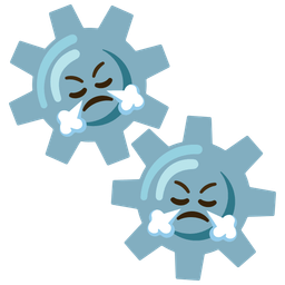 face with steam from nose and gear