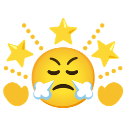 face with steam from nose and glowing star