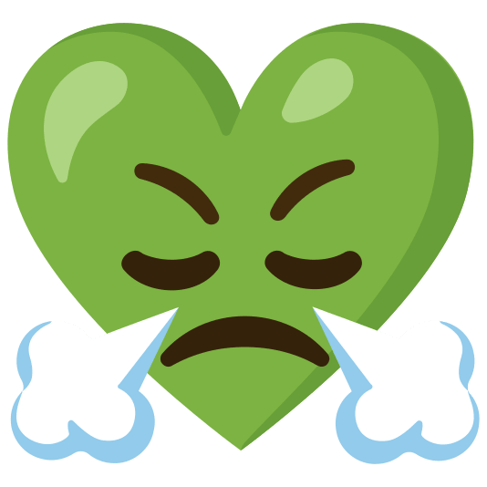 Face with steam from nose and Green heart