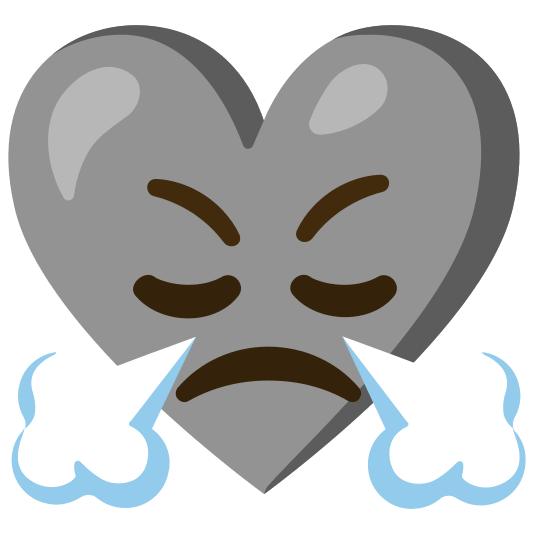 Face with steam from nose and Grey heart