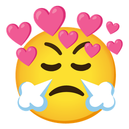 face with steam from nose and heart with arrow