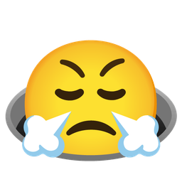 Face with steam from nose and Hole