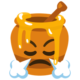 face with steam from nose and honey pot