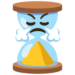 face with steam from nose and hourglass done