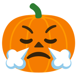 Face with steam from nose and Jack-o-lantern