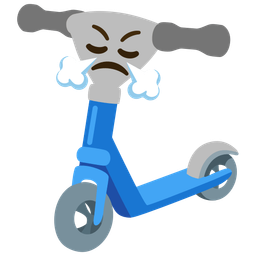 face with steam from nose and kick scooter