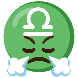 face with steam from nose and Libra