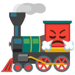 face with steam from nose and locomotive