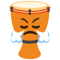 face with steam from nose and long drum