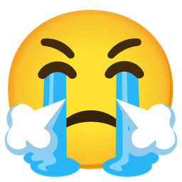 face with steam from nose and loudly crying face