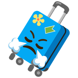 face with steam from nose and luggage