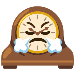 face with steam from nose and mantelpiece clock