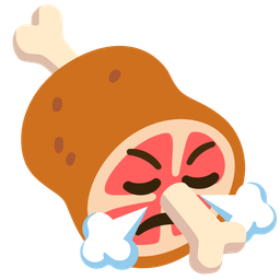 face with steam from nose and meat on bone